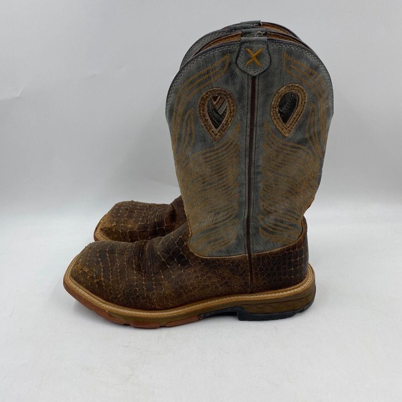 Twisted X | Shoes | Twisted X Mens D Brown Caiman Alligator Embossed Leather W Grey Uppers Boots ...